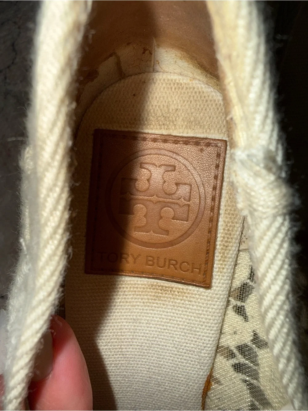 Tory Burch Cream Lace Peep-Toe Flats with Logo Charm